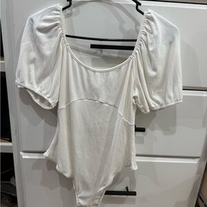 Willow & Root White Puff Sleeve Bodysuit